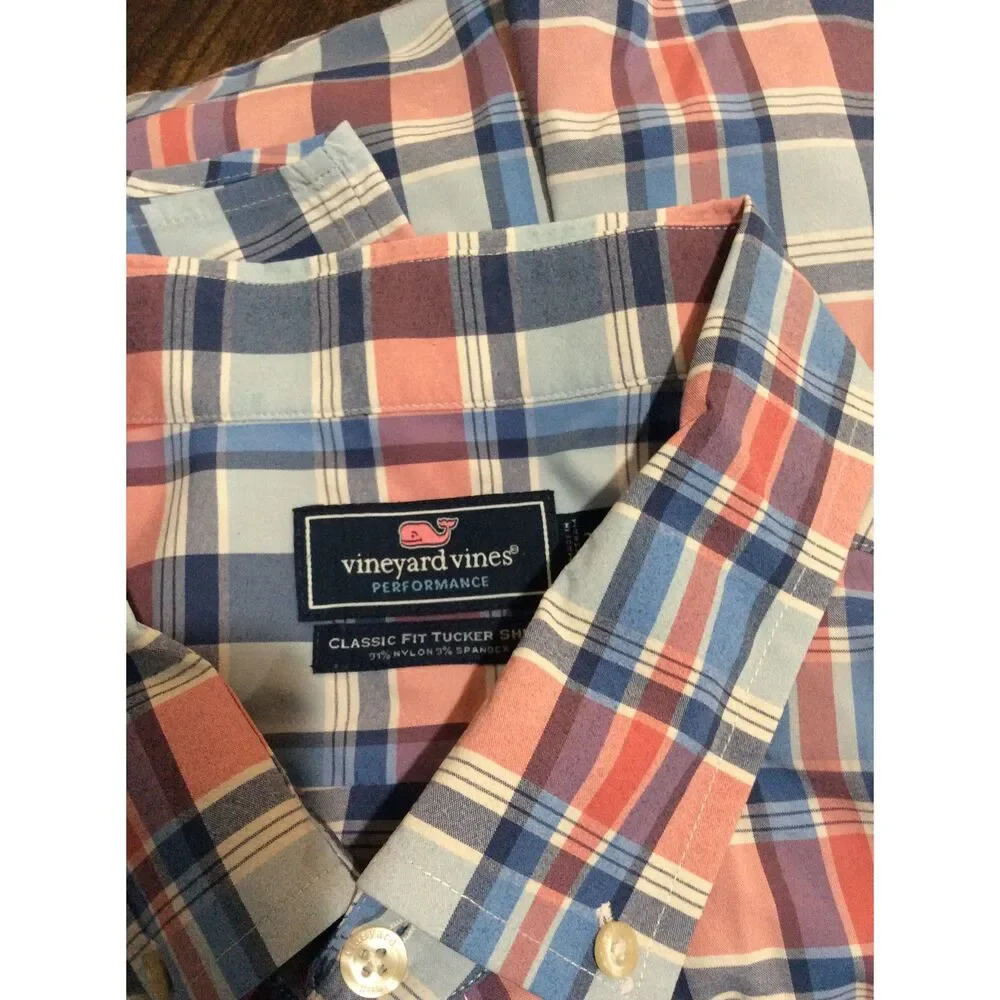 Vineyard Vines Size 2XL mens classic fit tucker button up shirt plaid